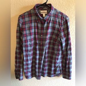 J. Crew Gray/Red Plaid Women’s Boy Shirt - Size 6